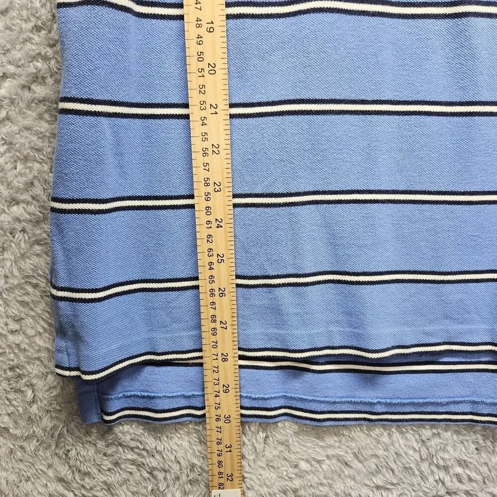 Polo Ralph Lauren Mens Blue Stipe Polo Shirt Size L Cotton Classic Preppy